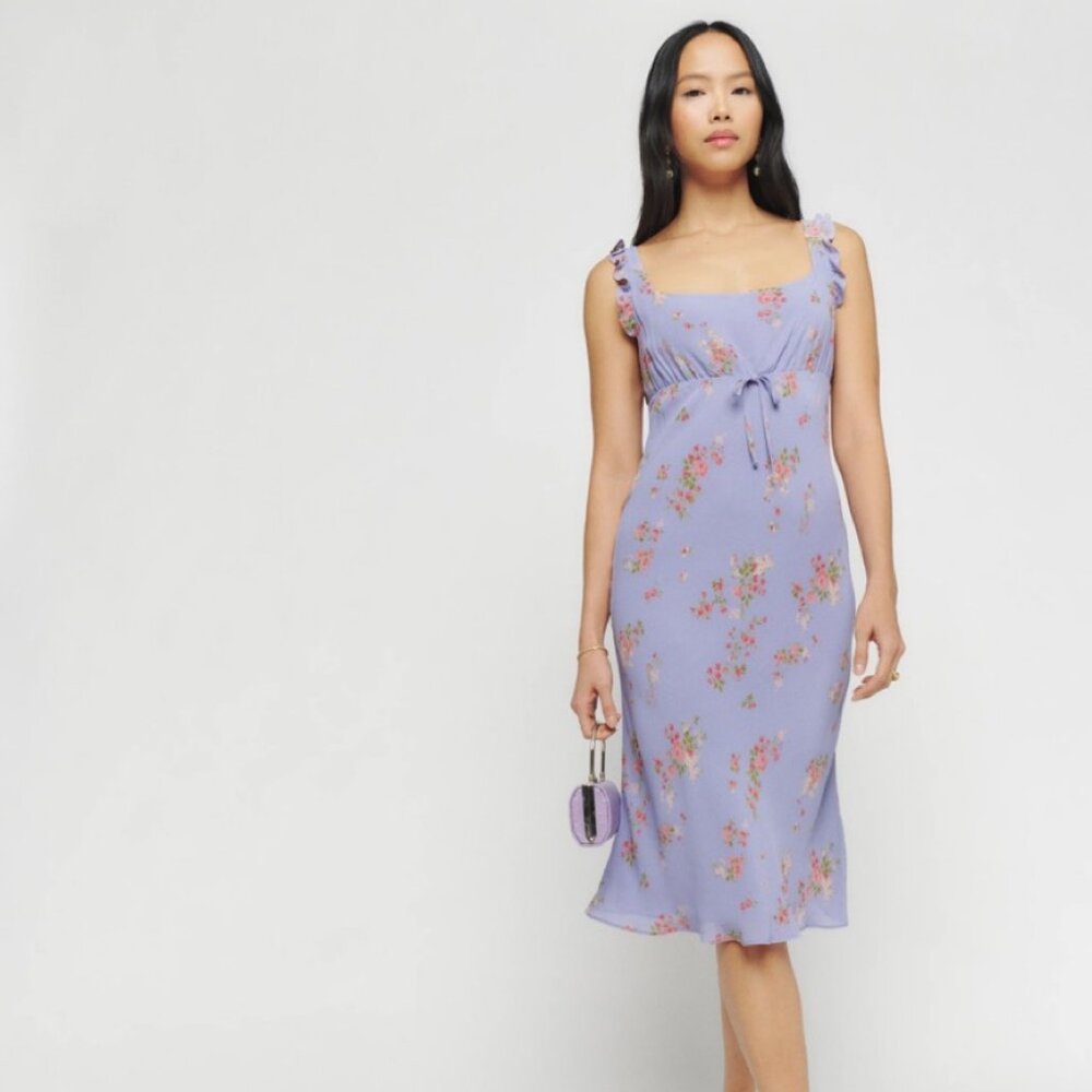 Reformation Midi Dress Lavender Floral